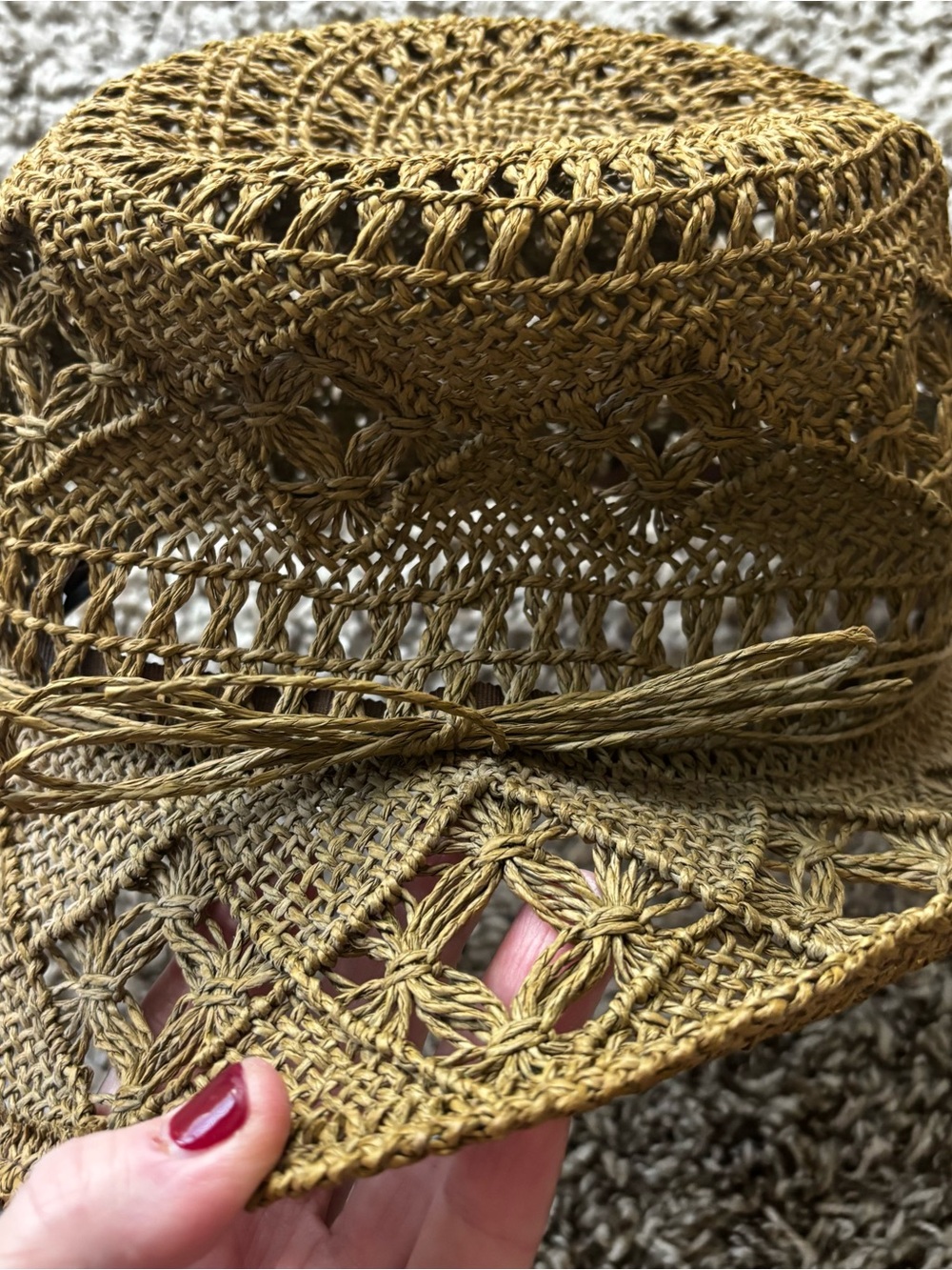 Handwoven Crochet Sun Hat - Natural Tan handmade fixable shape Dorfman Pacific - Picture 5 of 6